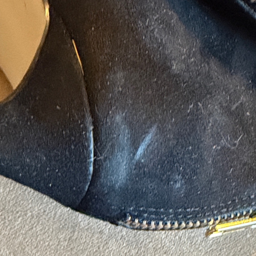 3/$15 Izabella Rue Suede Black Stiletto Heeled Ankle Boots with Gold Accents - Picture 5 of 6